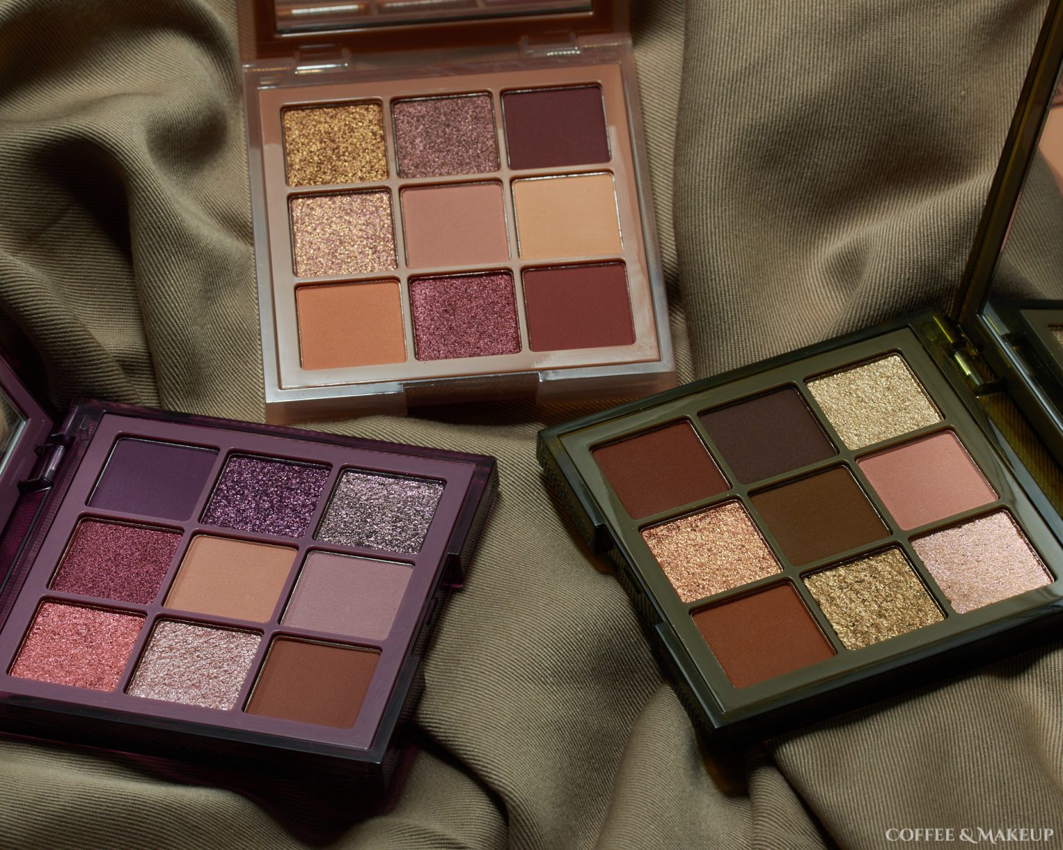 Review Huda Beauty Khaki Haze, Sand Haze, Purple Haze Palettes